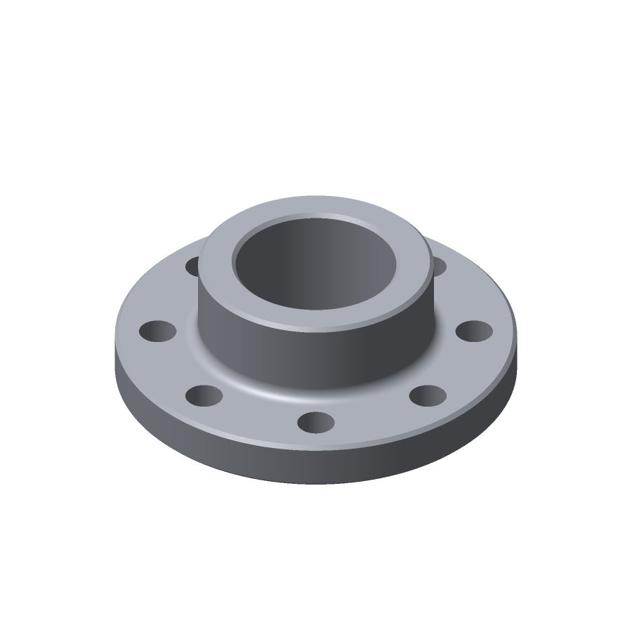 Weld-neck pipe flange modeled in SpryCAD